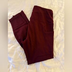Yogalicious Burgundy High-Rise Leggings with Side Pocket